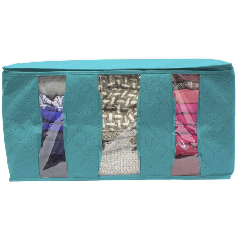Foldable Storage Bag Organizers, 3 Sections For Clothes, Blankets, Closets, Bedrooms