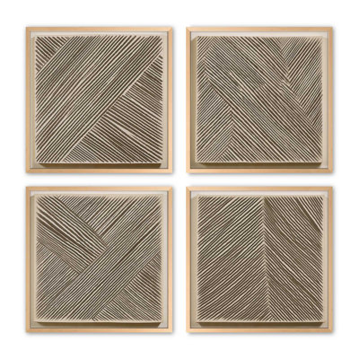 Ensemble de 4 impressions sur toile dans un cadre en érable Modern Modern Illusion, 20 po x 20 po
