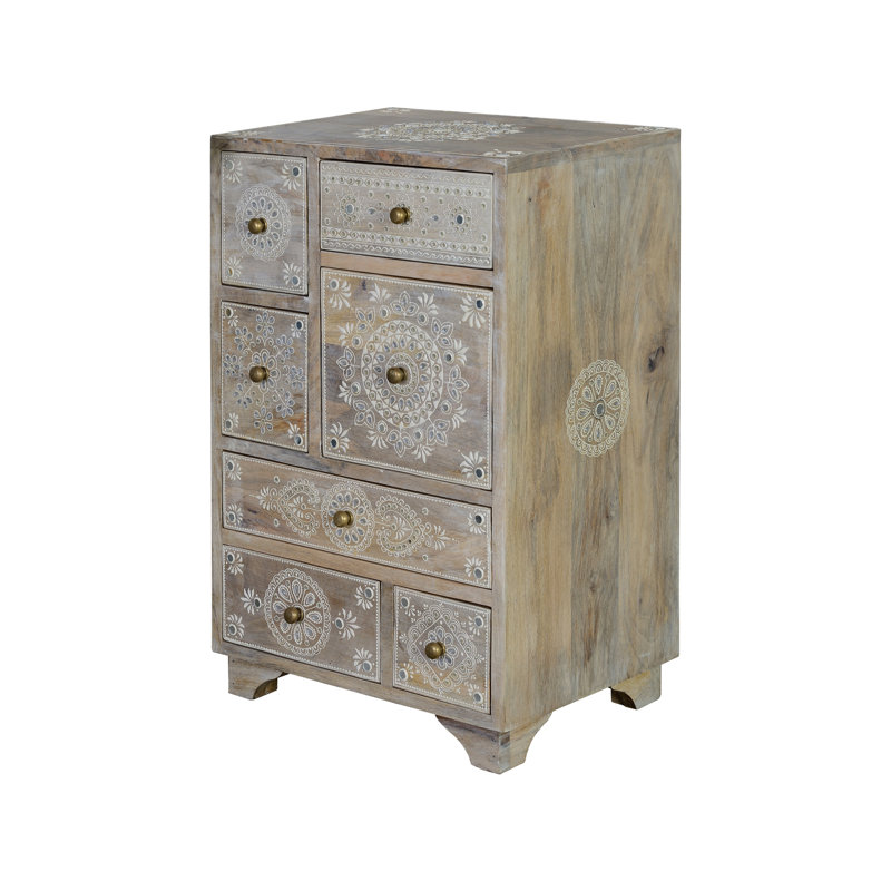 Clementon Solid Wood 42 cm W Chest of 7 Drawers