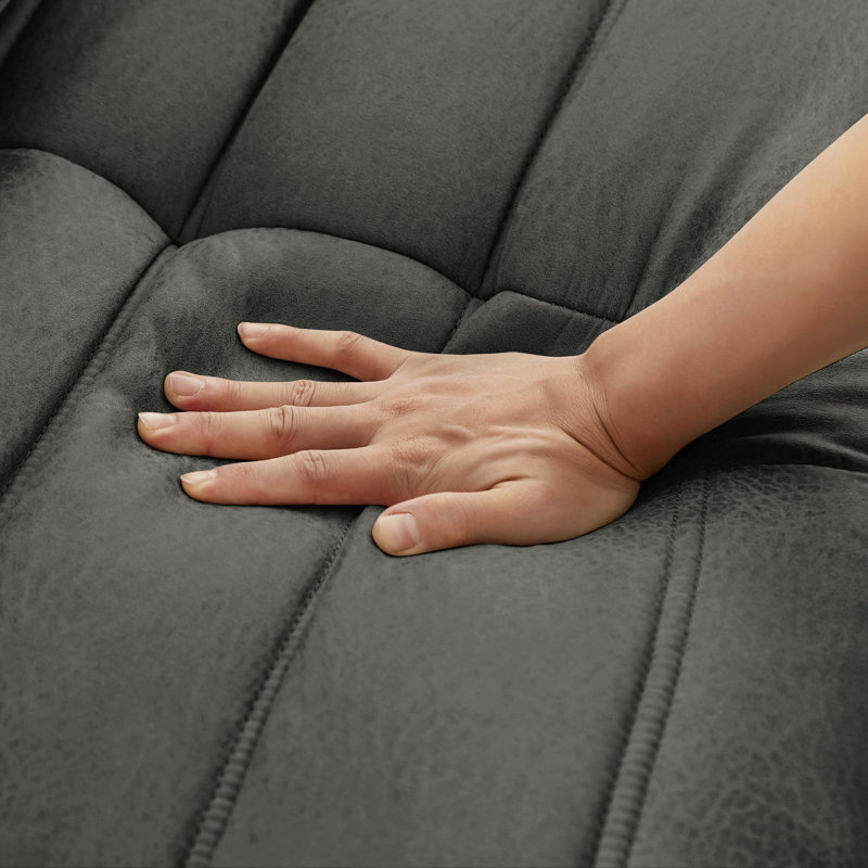 Swingle Soft Suede Floor Bean Bag Chair - Ergonomic Lazy Sofa Lounger with Lumbar Pillow for Living Room Bedroom, Gray