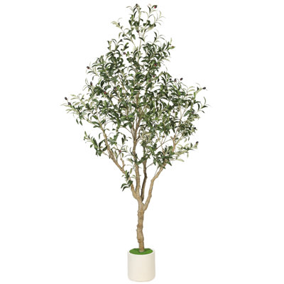 Faux olivier 7 pi en pot, plantes artificielles pour la maison et le bureau
