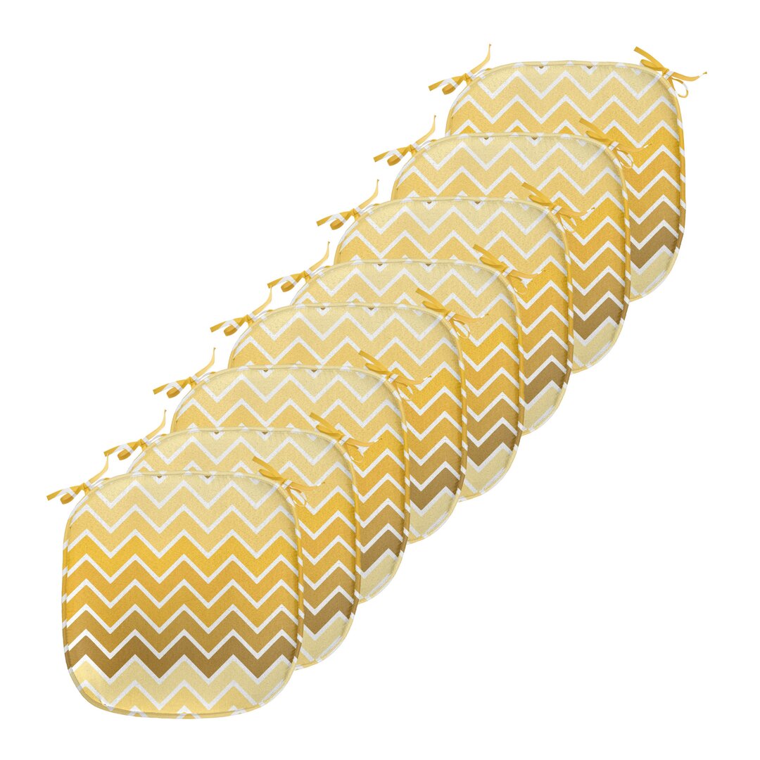 Kissen mit Riemen für Küchensitze, Chevron Zigzag Ombre, Gelb Blassgelb