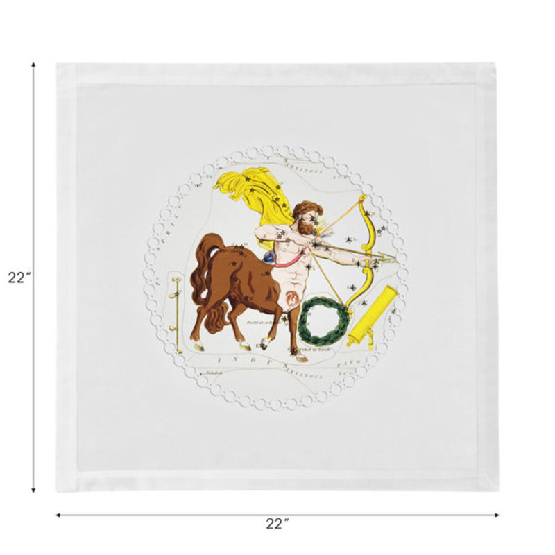 Zodiac Sagittarius Cotton Sateen Dinner Napkins, White