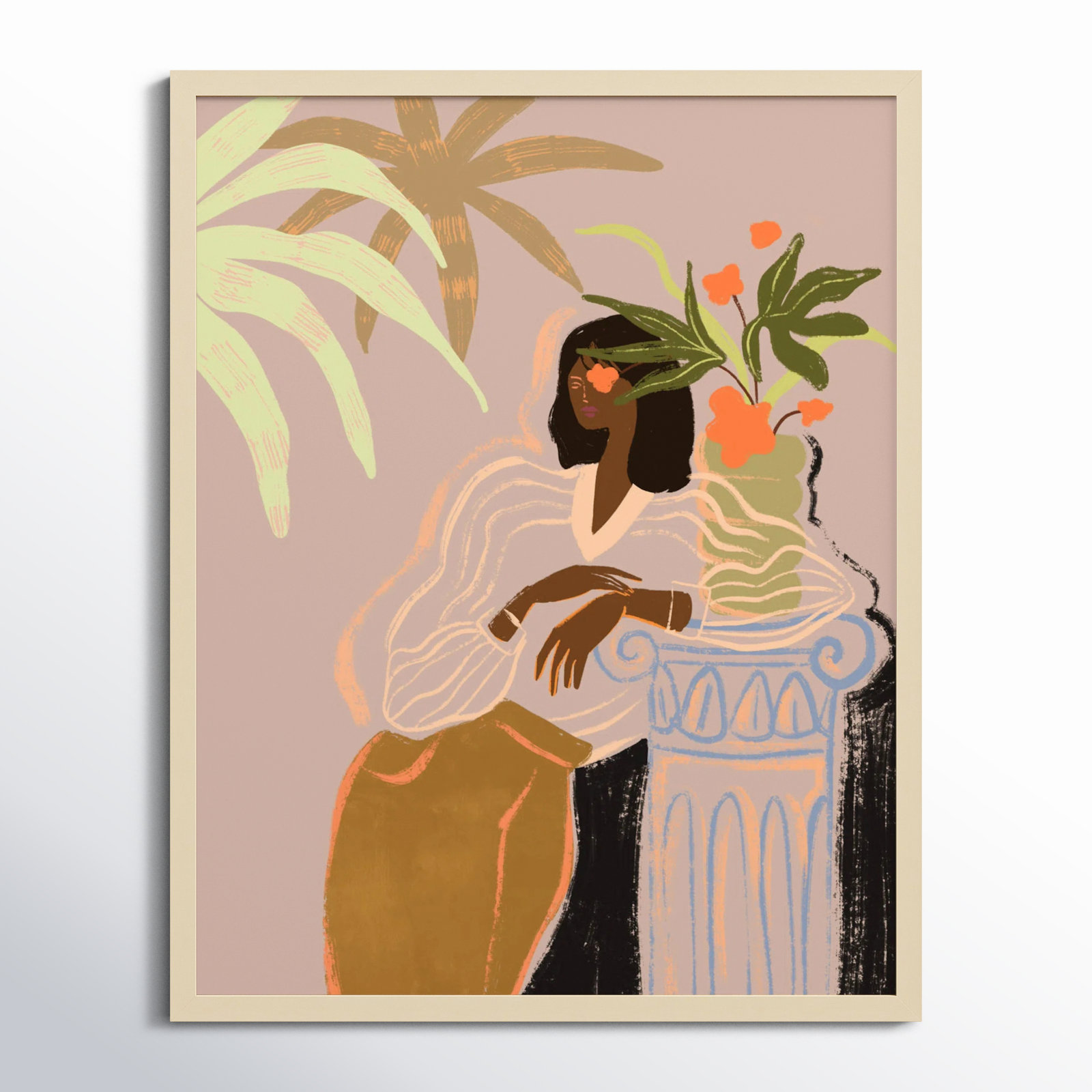 Prudence "Lady in Waiting" Print, 33" H x 26" W, Brown