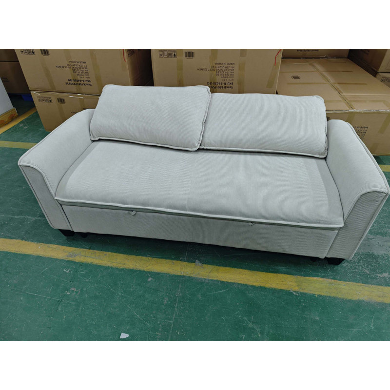 Élégant canapé-lit escamotable en mélange de polyester à six modes, Beige