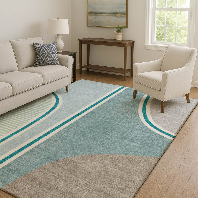 Tapis de qualité supérieure Prisco, Teal, 3' x 5'