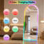 Miroir pleine longueur moderne à DEL avec rétroéclairage RVB et audio Bluetooth - 7 modes de scène réglables, luminosité réglable, miroir de plancher élégant pour chambre à coucher et garde-robe