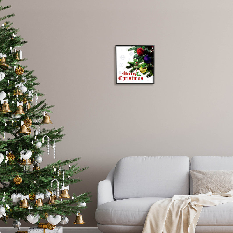 «Merry Christmas Snowflake» par Giclée, Giclée encadrée noir minuit, H 12 po x l 12 po x P 1,5 po