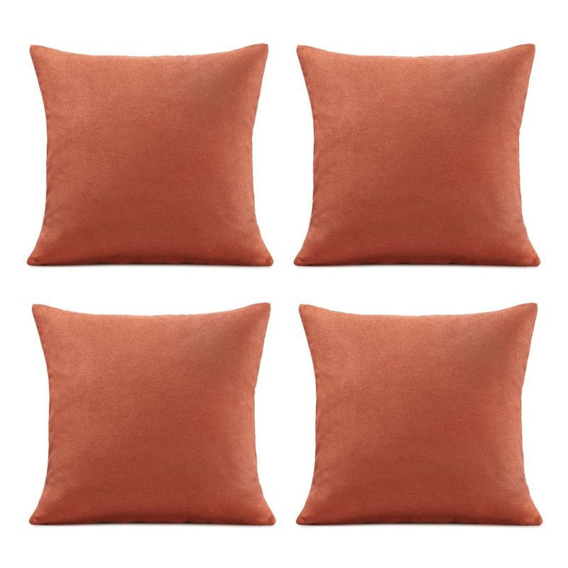 Nalaiyah Velvet Chenille Cushion Covers with Filler Pads, Orange