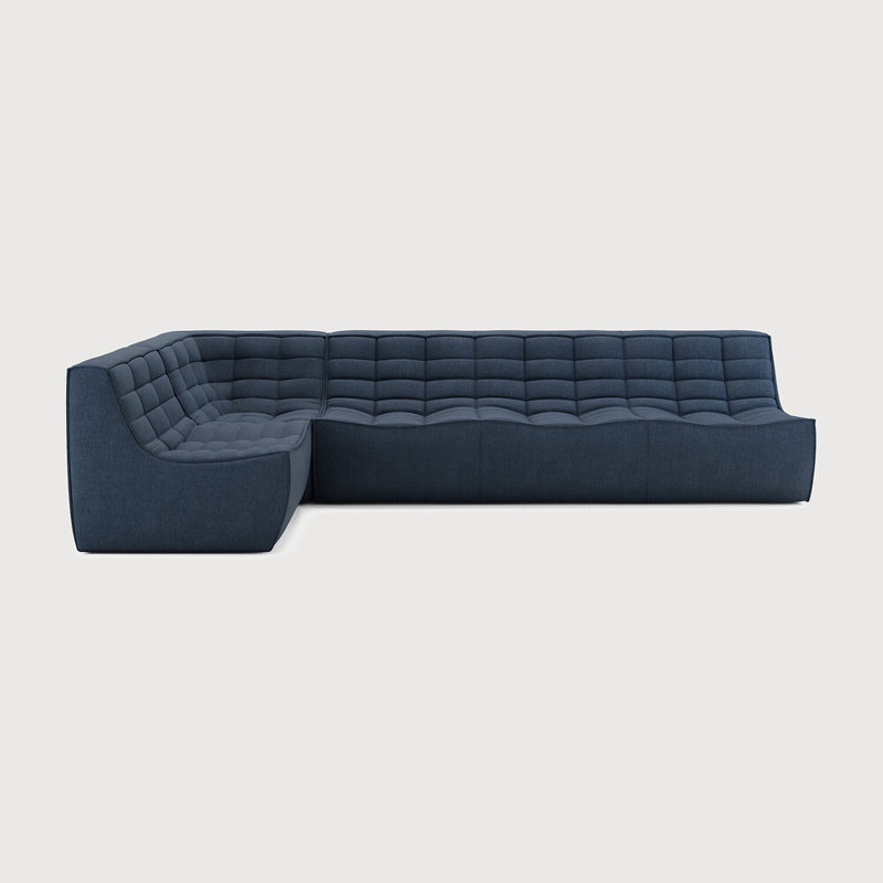 N701 Modular Sofa Set - Combo Left - 1 Seater + 2 Seater + 90° Square Corner, Graphite Cotton Blend