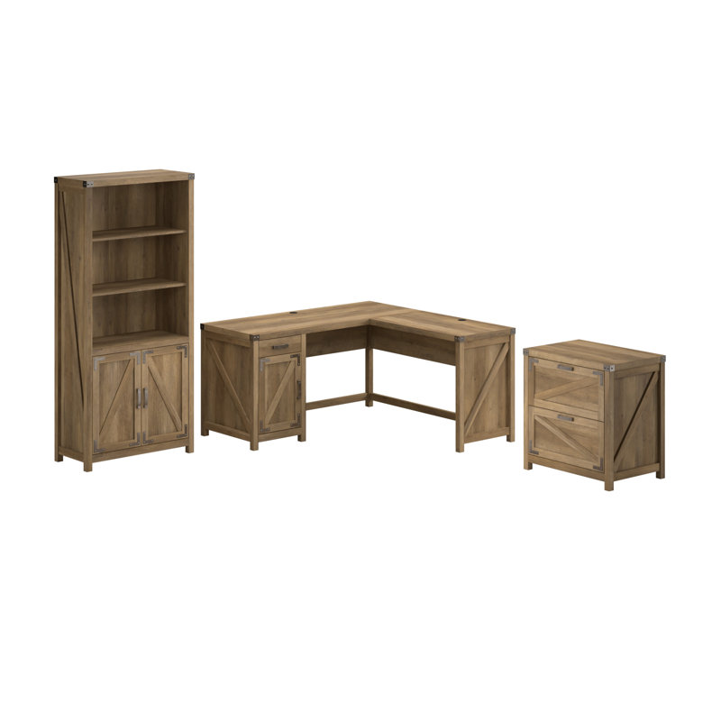 Egils 3 Piece Writing Desk Office Set, Reclaimed Pine