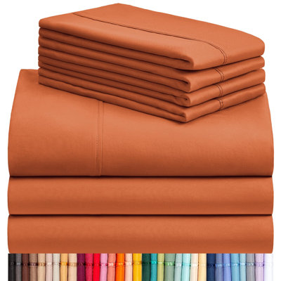 Luxclub 4 PC Autumn Orange California King Silky Soft Cooling Extra Deep Pocket Performance Sheet Set