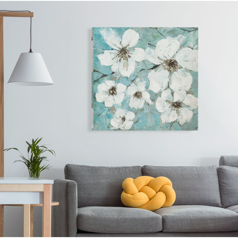 « wild dogwood », peinture sur toile tendue, H 32 po x l 32 po x P 1,5 po