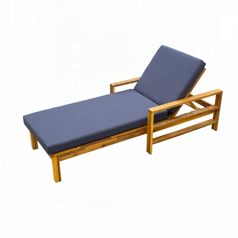 Chaise longue d'extérieur à dossier réglable en bois d'acacia, Gris