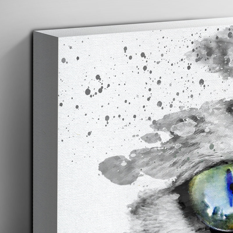 'Green Eyed Cat' Graphic Art Print, 35cm H x 50cm W, Wrapped Canvas