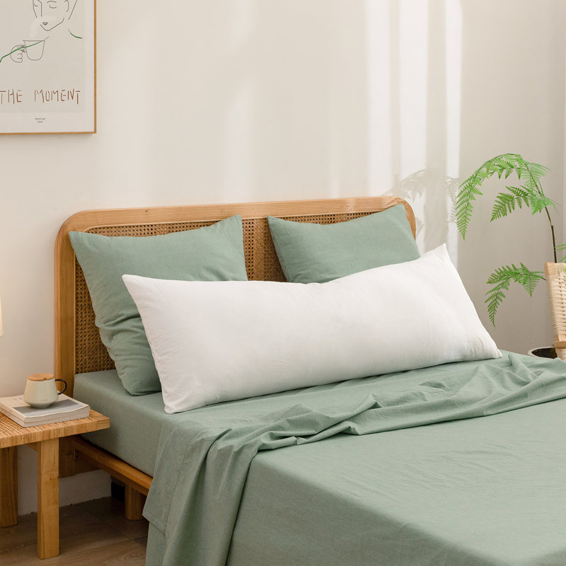 Housse de coussin 100% coton délavé Bestouch, Blanc brillant, De corps (20 po x 54 po)