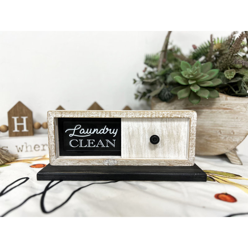 Décoration de table en bois et métal Tindaro Laundry Clean / Dirty