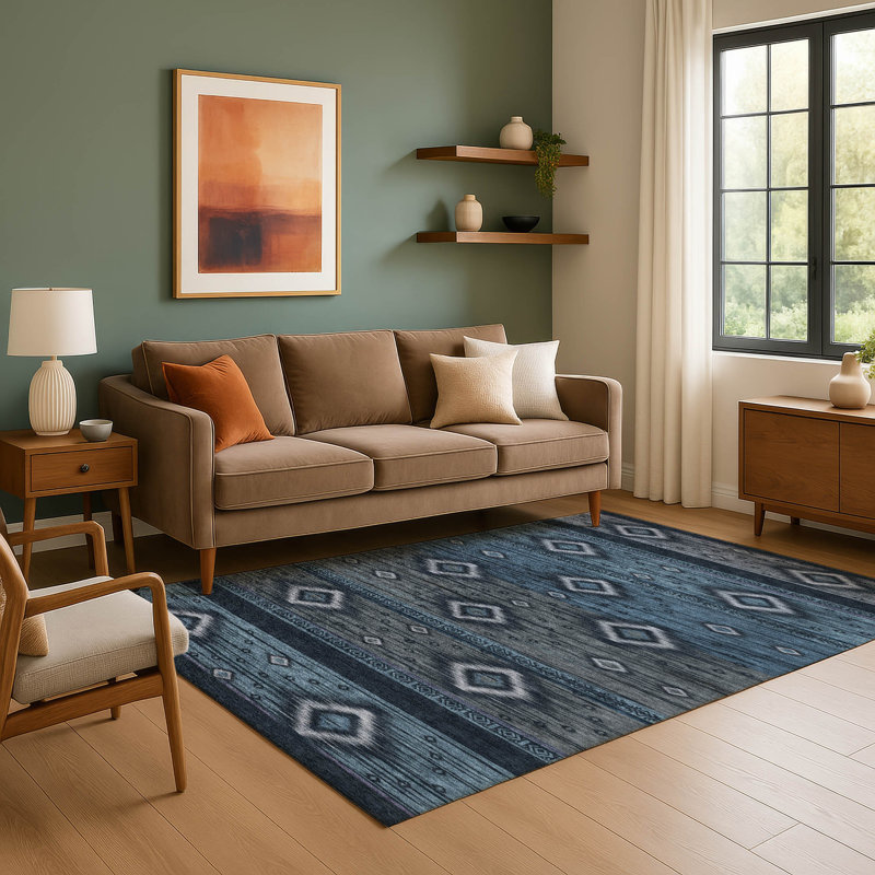 Tapis tribal de qualité supérieure lavable à la machine Ralston AMF1943, Rectangle 10 pi x 14 pi