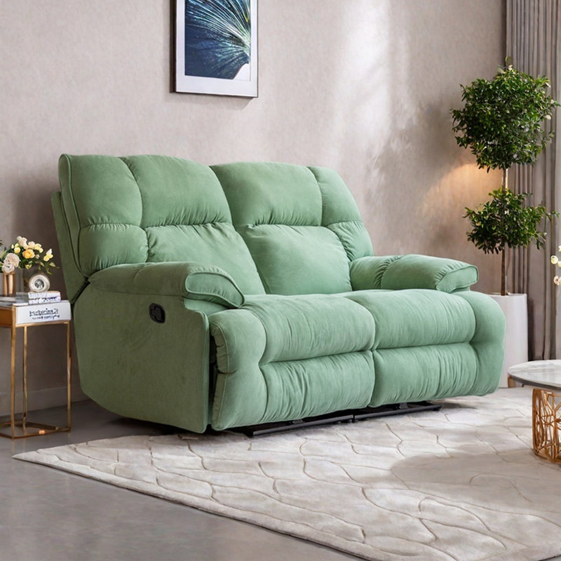 Double Living Room Casual Ergonomic Recliner, Mint Green Polyester Blend