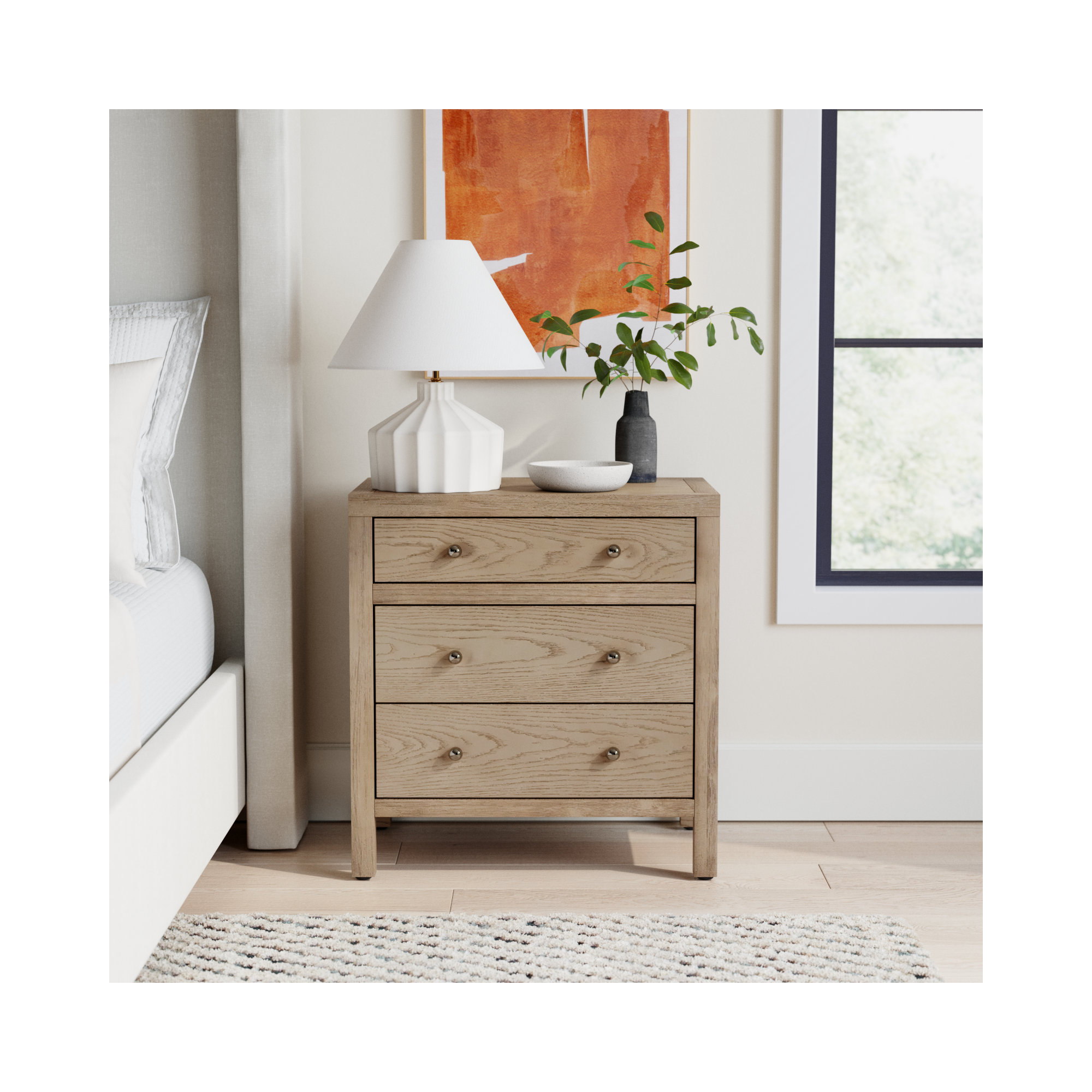 Celine 25" 3-Drawer Dresser, Light Oak