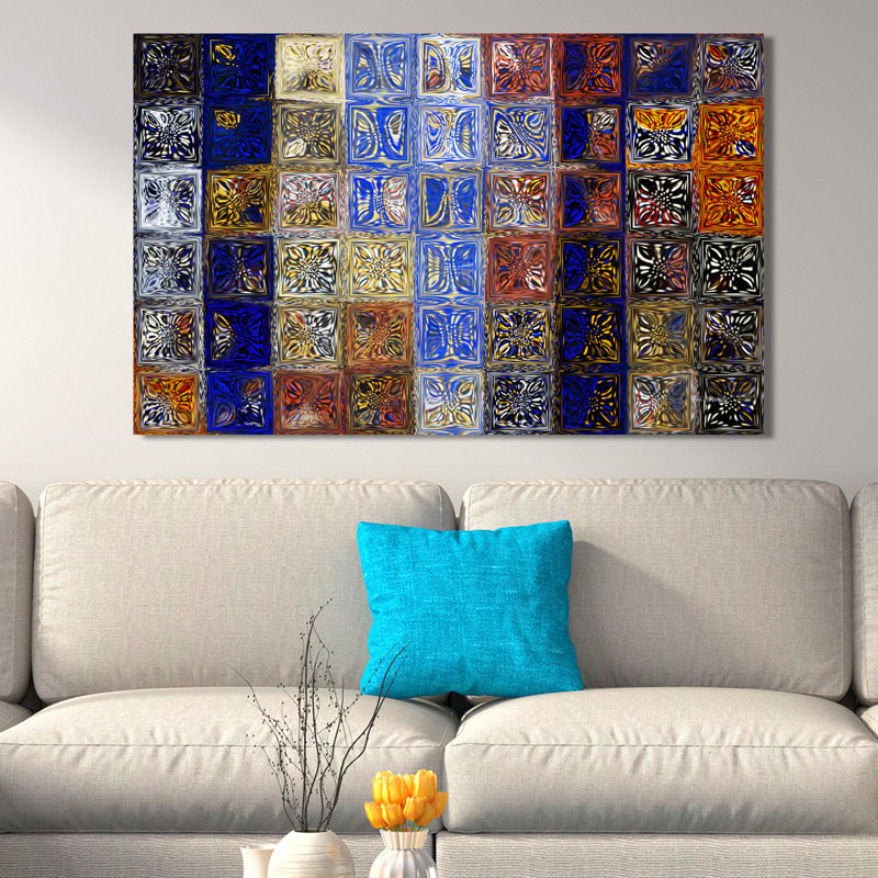 «Mosaic Tile Evening Landscape», reproduction d'impression sur toile, Toile tendue, H 18 po x l 30 po x P 1 po