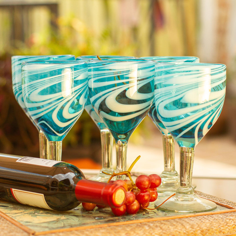 10 oz Verre à pied en verre, Bleu