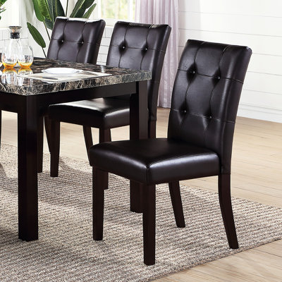 Chaises de salle à manger brun foncé (de 2), bouton, siège en similicuir, capacité de 250 lb, pour 2 pièces de charme, dossier, rembourrage, poids de 250 lb