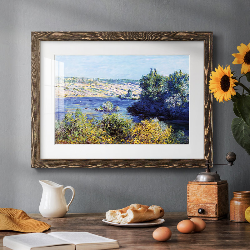 La seine à Vetheuil, 1881, reproduction d'art sur papier, Noyer, H 22 po x l 32 po x P 1,5 po
