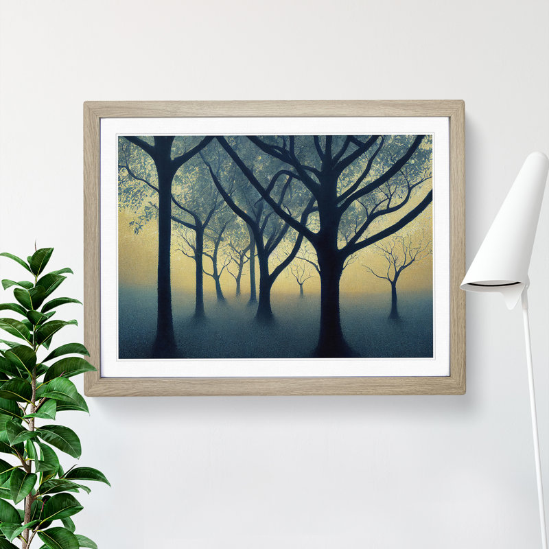 Harmonious Tree Forest - Single Picture Frame Print, 46cm H x 64cm W x 2cm D, Oak