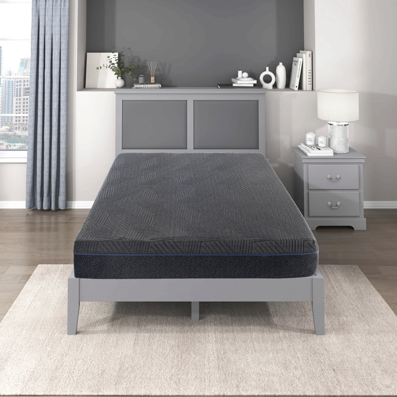 Matelas en mousse viscoélastique infusée de gel vert, gris, matelas dans une boîte, Double