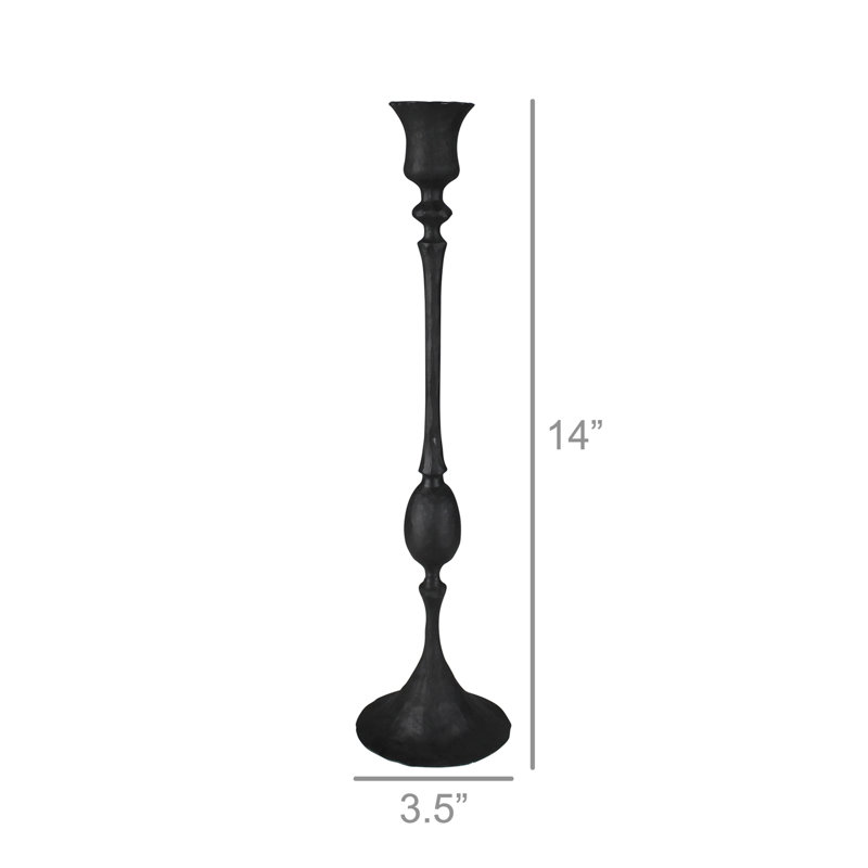 Bougeoir de table en fer, H 14 po x l 3,5 po x P 3,5 po
