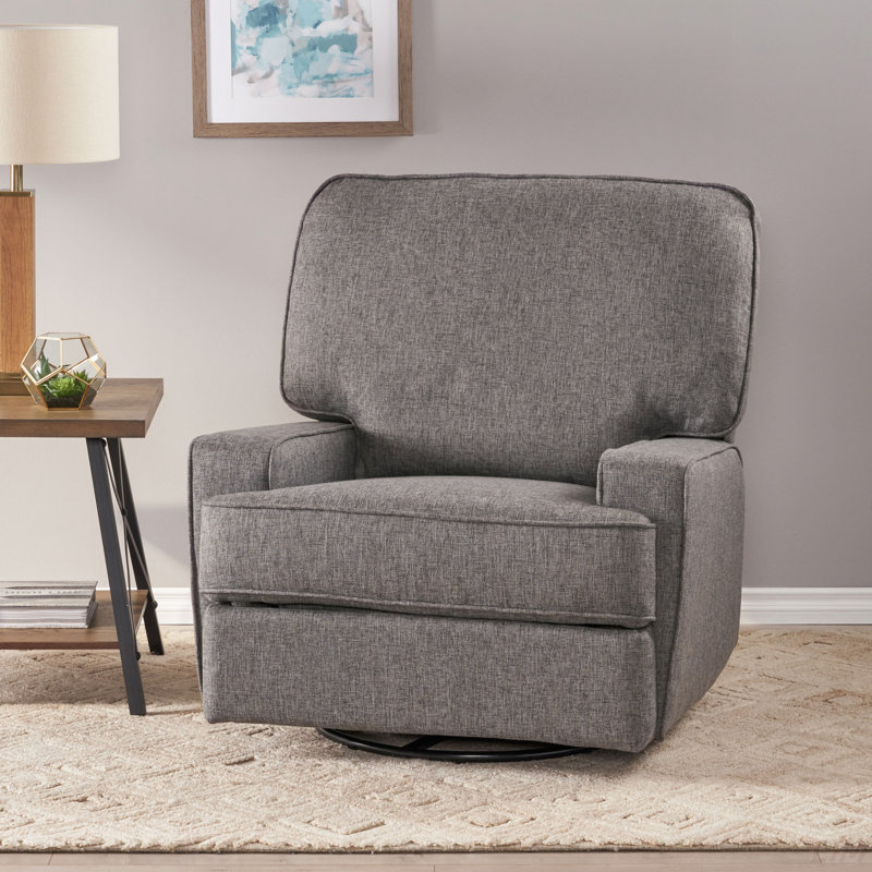 Kasselkus Upholstered Swivel Recliner, Charcoal