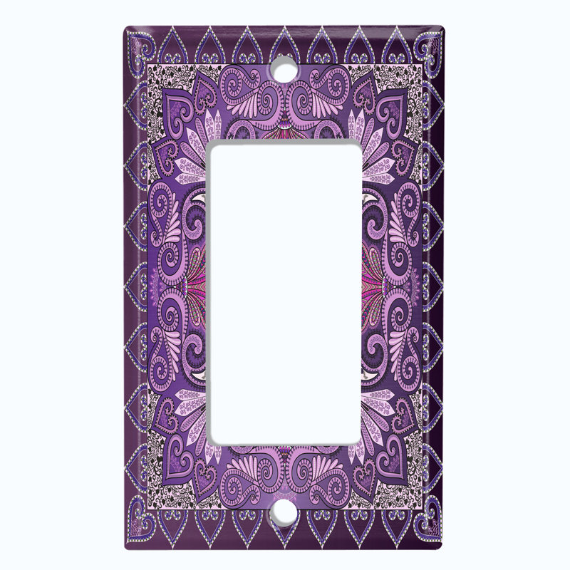 Plaque murale d'interrupteur à bascule à motif cachemire bleu sarcelle et motif cachemire Bandana, Mauve
