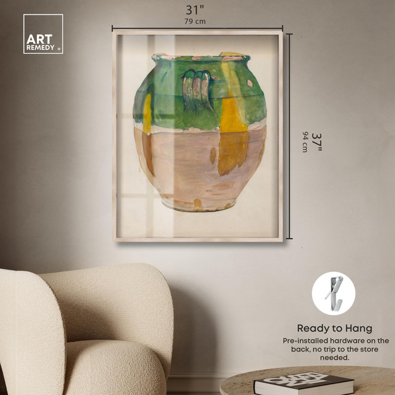 «Humble Vessel Shadowbox Print» par Art Remedy, H 37 po x l 31 po, Crème, crème