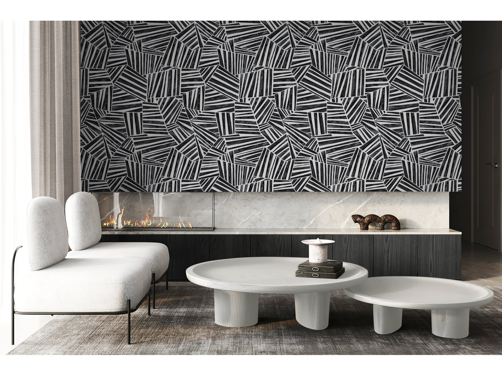 Lianna Modern Geometric Wallpaper, Black