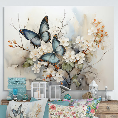 Blue White Butterfly Glimpse Of Serendipity - Butterfly Framed Art