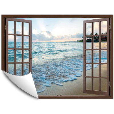 Window Brown Scenery Peel & Stick Vinyl