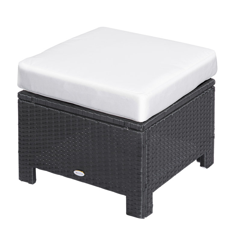 Repose-pieds pour l'extérieur en osier avec coussin moelleux Outsunny