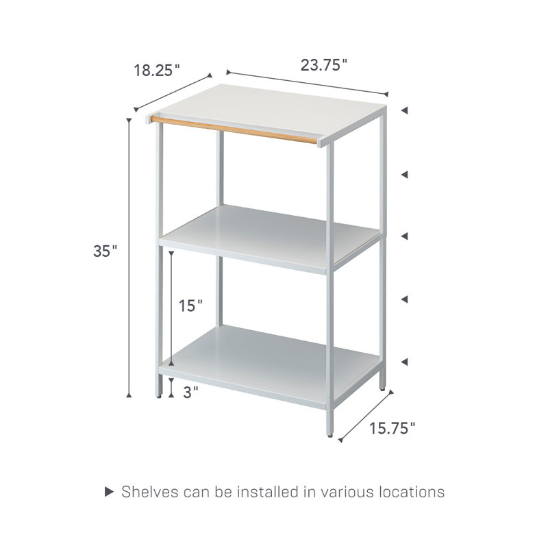 Yamazaki Home 3-Tiered Storage Rack - Kitchen Shelf Organizer, Short, Steel, Short, White