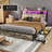 Full Size Bed Frame with Storage Headboard, Modern Bed with 4 Drawers, LED Lights and Charging Station-440467633-452723436