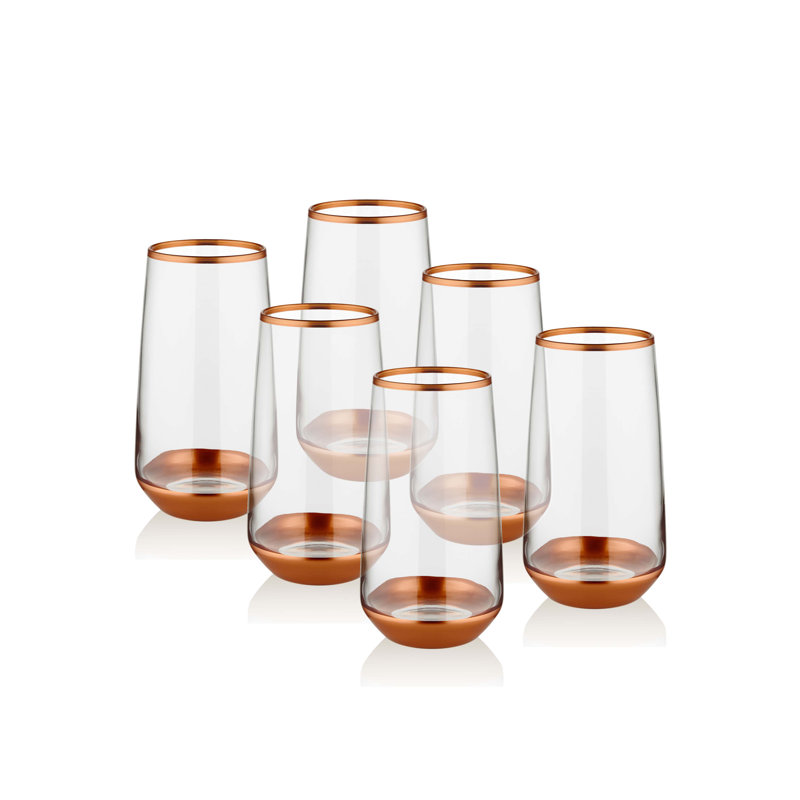 Aftonshire 380 ml Handmade Drinking Glass Set, Orange