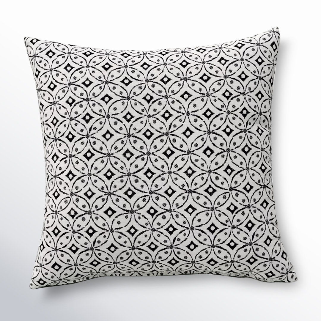 Liza Pillow Cover & Insert Square in White/Black (Set of 2) Birch Lane™ 