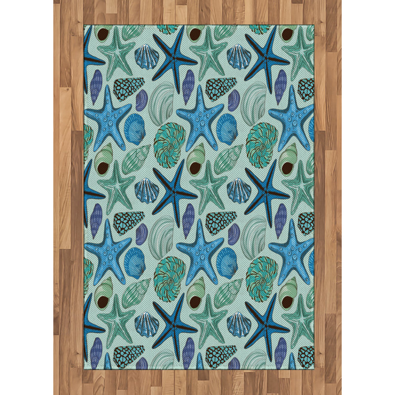 Starfish High Density Long Fiber Poly Threads Decorative Area Rug Carpet, Rectangle 4' x 5'8"