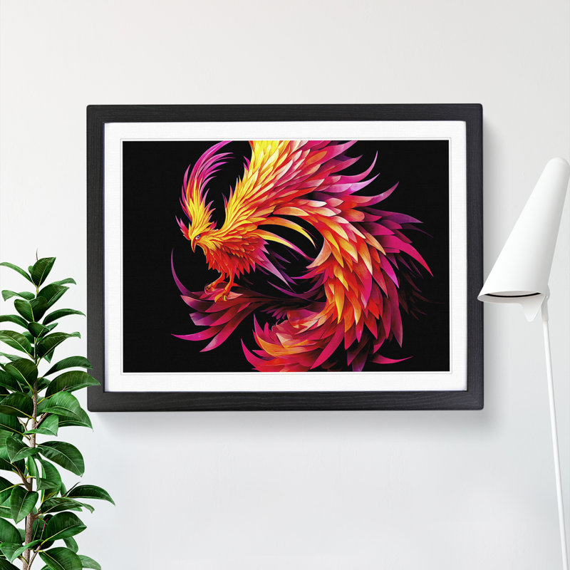 Unreal Phoenix Bird Abstract - Framed Print, Black Framed, 46cm H x 64cm W x 2cm D
