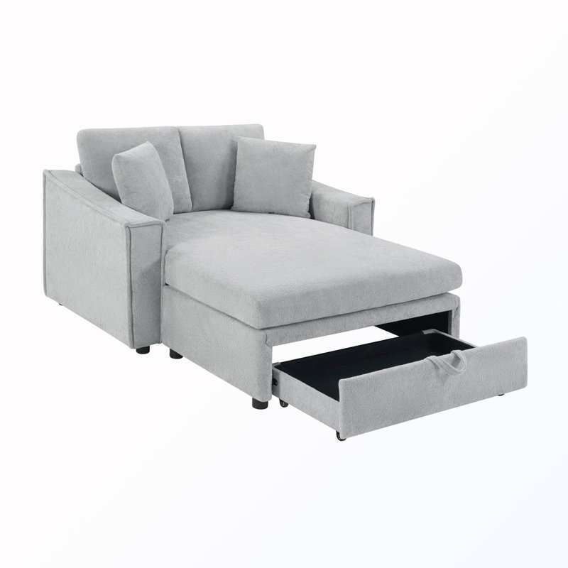Chaise longue avec coussins et rangement caché, Gris