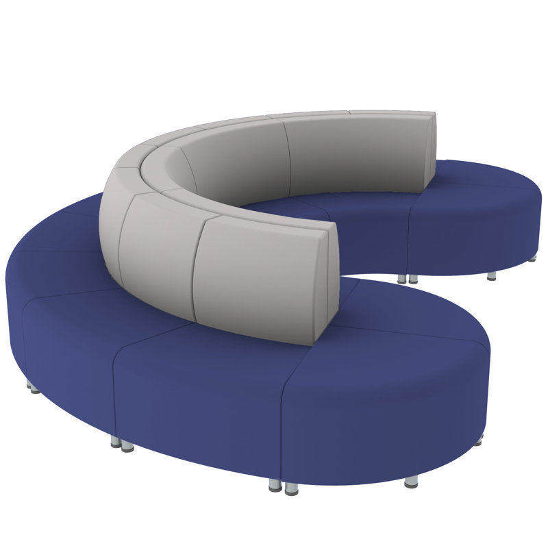 Pro Series Connect Rustic Curved Swell Seating, 16-Piece Set, Navy/Gray