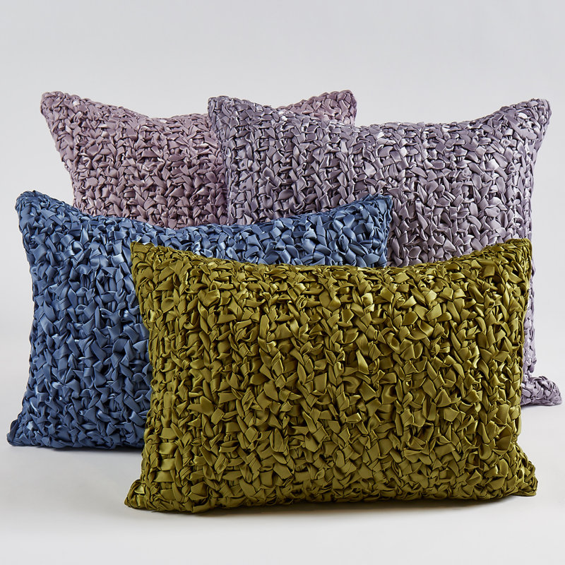 Ribbon Knit Lumbar Pillow Cover & Insert, Blue