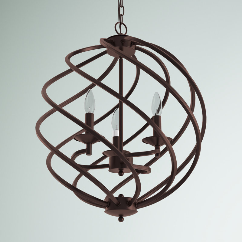 Isidoro 3 - Light Dimmable Globe Chandelier, Oil Rubbed Bronze