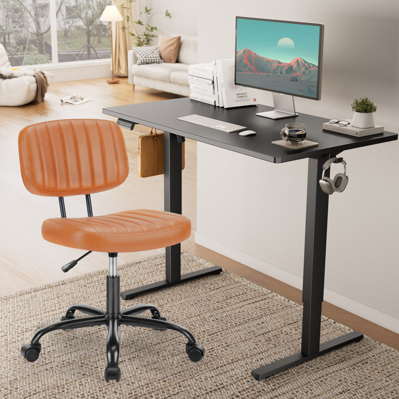 Ensemble de meubles de bureau contemporain 2 pièces - Bureau debout électrique avec fauteuil pivotant en cuir synthétique réglable