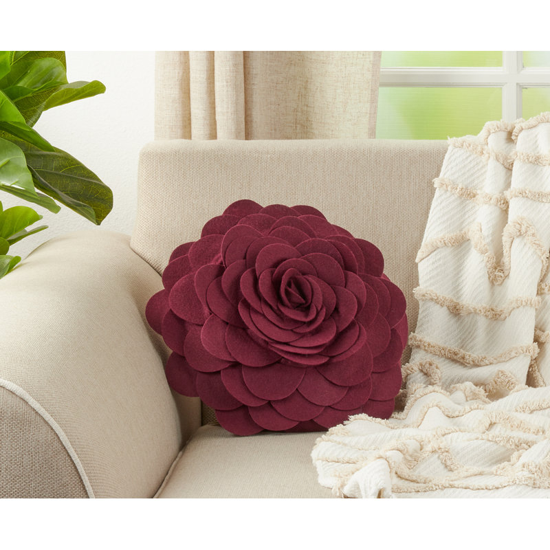 Felt Collection Appliqued Throw Pillow, Wine, 16" H x 16" W